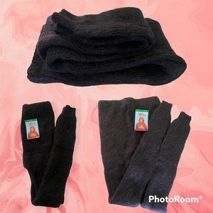 100% Camel Wool Warm Leggings , M, Black